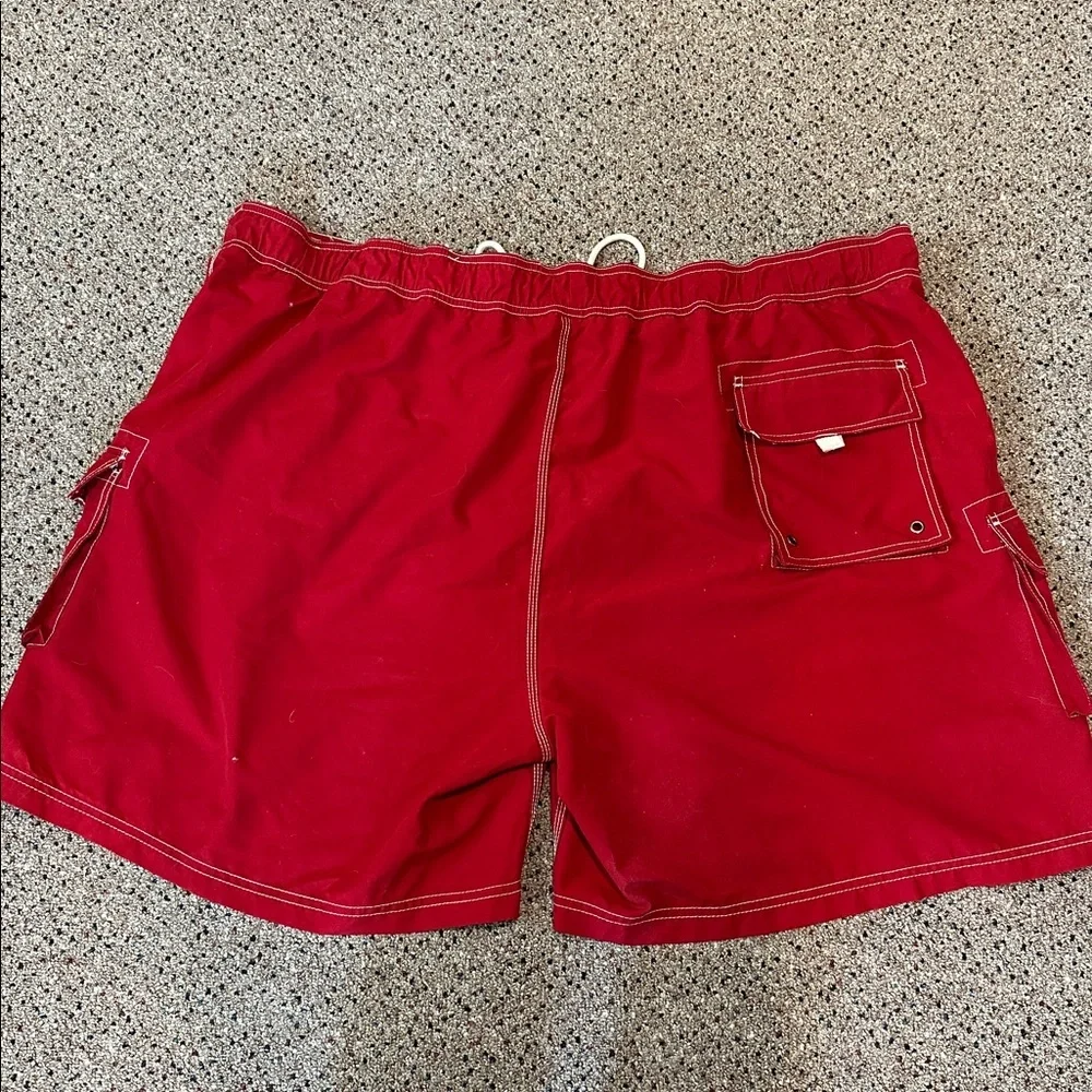 Sand N Sun Men's Red Swim Shorts with White Drawstring-Size 3XL (48/50)